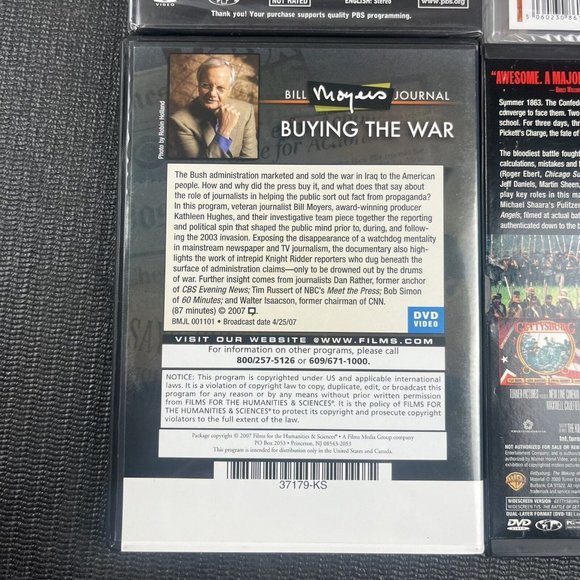 Lot of 4‎ War DVDs - Gettysburg Holst Bleak Midwinter Buying The War Bush PBS - Picture 9 of 13